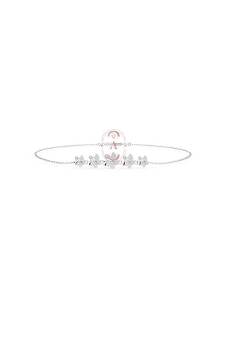 White Gold Aligned Butterfly Silver Bracelet