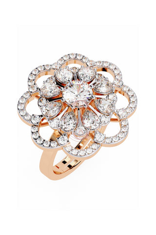 Blooming flower moissanite ring