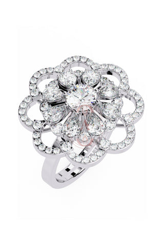 Blooming flower moissanite ring