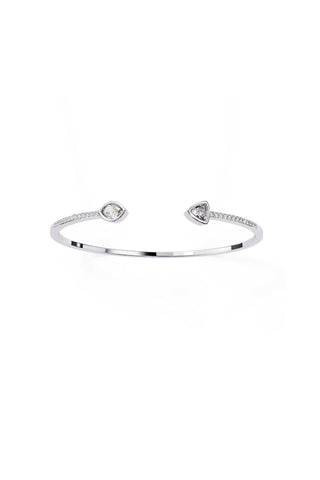 White Gold Round Shape Solitaire Cut Silver Bracelet