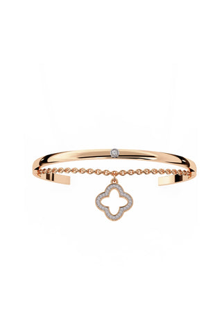 Rose Gold Silver Clover  Bracelet