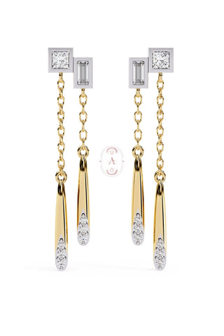 Silver diamond drop earrings