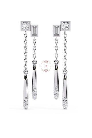 Silver diamond drop earrings