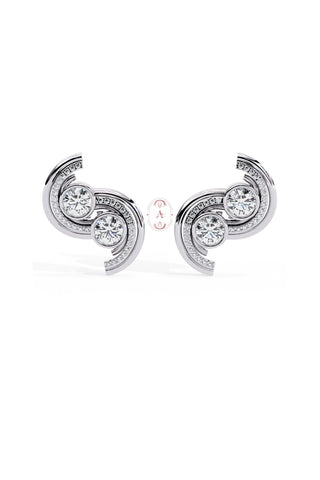 STUDDED SPLIT CIRCLE EARRINGS